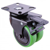 Roulette Appareil Bloc. Dir. Caoutchouc vert Ø75mm 100kg Platine