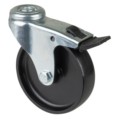 Roulette Appareil Bloc. Dir. Plastique noir Ø100mm 65kg Oeil