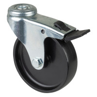 Roulette Appareil Bloc. Dir. Plastique noir Ø100mm 65kg Oeil