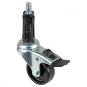 Roulette Appareil Bloc. Dir. Plastique noir Ø50mm 50kg Douille