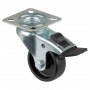 Roulette Appareil Bloc. Dir. Plastique noir Ø50mm 50kg Platine