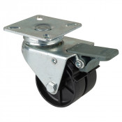 Roulette Appareil Bloc. Dir. Plastique noir Ø50mm 80kg Platine