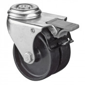Roulette Appareil Bloc. Dir. Plastique noir Ø75mm 100kg Oeil
