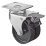 Roulette Appareil Bloc. Dir. Plastique noir Ø75mm 100kg Platine