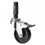 Roulette Appareil Bloc. Dir. Plastique noir Ø75mm 50kg Douille