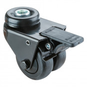 Roulette Appareil Bloc. Dir. Thermoplastique caoutchouc noir Ø50mm 80kg Oeil