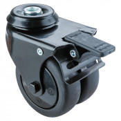 Roulette Appareil Bloc. Dir. Thermoplastique caoutchouc noir Ø75mm 100kg Oeil