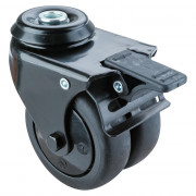 Roulette Appareil Bloc. Dir. Thermoplastique caoutchouc noir Ø75mm 100kg Oeil