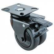 Roulette Appareil Bloc. Dir. Thermoplastique caoutchouc noir Ø75mm 100kg Platine