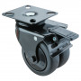 Roulette Appareil Bloc. Dir. Thermoplastique caoutchouc noir Ø75mm 100kg Platine
