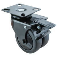 Roulette Appareil Bloc. Dir. Thermoplastique caoutchouc noir Ø75mm 100kg Platine