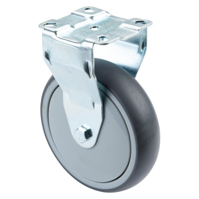 Roulette Appareil Fixe Caoutchouc Gris Ø125mm 100kg Platine