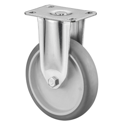 Roulette Appareil Fixe Caoutchouc Gris Ø125mm 100kg Platine