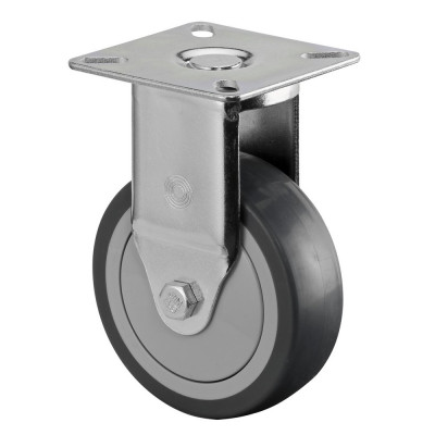 Roulette Appareil Fixe Caoutchouc Gris Ø75mm 75kg Platine