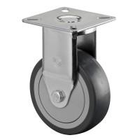 Roulette Appareil Fixe Caoutchouc Gris Ø75mm 75kg Platine