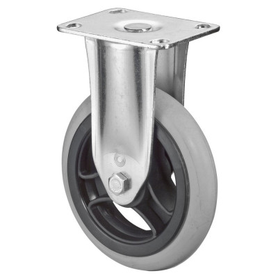 Roulette Appareil Fixe Caoutchouc Gris, anti-crevaison Ø125mm 35kg Platine