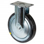 Roulette Appareil Fixe Caoutchouc Gris Conduct. Ø150mm 100kg Platine