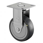 Roulette Appareil Fixe Caoutchouc Gris Conduct. Ø75mm 60kg Platine