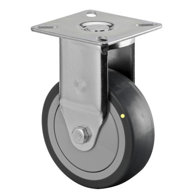 Roulette Appareil Fixe Caoutchouc Gris Conduct. Ø75mm 60kg Platine