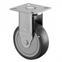 Roulette Appareil Fixe Caoutchouc Gris Conduct. Ø75mm 60kg Platine