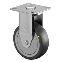 Roulette Appareil Fixe Caoutchouc Gris Conduct. Ø75mm 60kg Platine Roulette Appareil Fixe Caoutchouc Gris Conduct. Ø75mm 60kg Platine