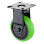Roulette Appareil Fixe Caoutchouc vert Ø75mm 75kg Platine