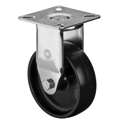 Roulette Appareil Fixe Plastique noir Ø75mm 50kg Platine