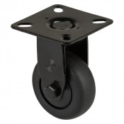 Roulette Appareil Fixe Thermoplastique caoutchouc noir Ø50mm 50kg Platine