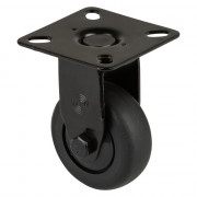 Roulette Appareil Fixe Thermoplastique caoutchouc noir Ø50mm 50kg Platine