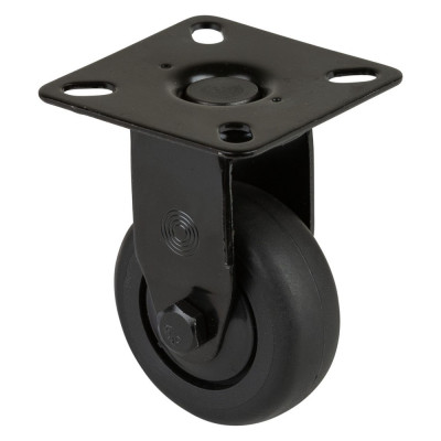Roulette Appareil Fixe Thermoplastique caoutchouc noir Ø50mm 50kg Platine
