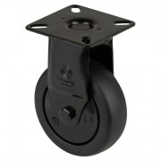 Roulette Appareil Fixe Thermoplastique caoutchouc noir Ø75mm 75kg Platine