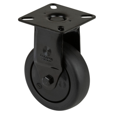 Roulette Appareil Fixe Thermoplastique caoutchouc noir Ø75mm 75kg Platine