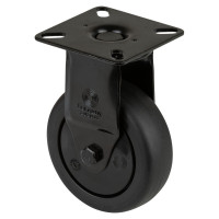 Roulette Appareil Fixe Thermoplastique caoutchouc noir Ø75mm 75kg Platine