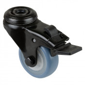 Roulette Appareil Frein Caoutchouc bleu clair Ø50mm 50kg Oeil
