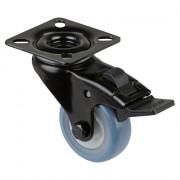 Roulette Appareil Frein Caoutchouc bleu clair Ø50mm 50kg Platine