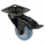 Roulette Appareil Frein Caoutchouc bleu clair Ø50mm 50kg Platine