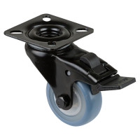 Roulette Appareil Frein Caoutchouc bleu clair Ø50mm 50kg Platine Roulette Appareil Frein Caoutchouc bleu clair Ø50mm 50kg Platine