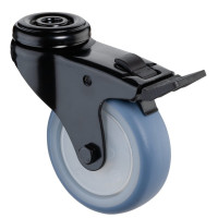 Roulette Appareil Frein Caoutchouc bleu clair Ø75mm 75kg Oeil Roulette Appareil Frein Caoutchouc bleu clair Ø75mm 75kg Oeil