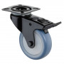 Roulette Appareil Frein Caoutchouc bleu clair Ø75mm 75kg Platine