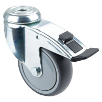 Roulette Appareil Frein Caoutchouc Gris Ø100mm 100kg Oeil
