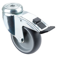 Roulette Appareil Frein Caoutchouc Gris Ø100mm 100kg Oeil