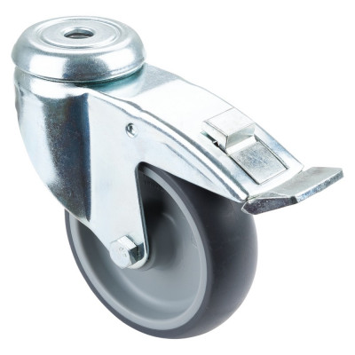 Roulette Appareil Frein Caoutchouc Gris Ø100mm 100kg Oeil