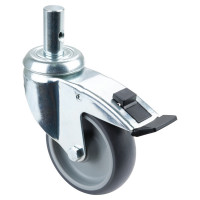 Roulette Appareil Frein Caoutchouc Gris Ø100mm 100kg Oeil