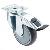 Roulette Appareil Frein Caoutchouc Gris Ø100mm 100kg Platine