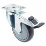 Roulette Appareil Frein Caoutchouc Gris Ø100mm 100kg Platine