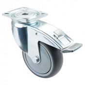 Roulette Appareil Frein Caoutchouc Gris Ø100mm 100kg Platine