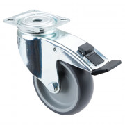 Roulette Appareil Frein Caoutchouc Gris Ø100mm 100kg Platine