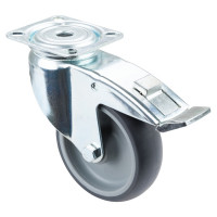 Roulette Appareil Frein Caoutchouc Gris Ø100mm 100kg Platine