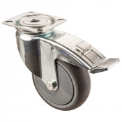 Roulette Appareil Frein Caoutchouc Gris Ø100mm 100kg Platine