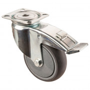 Roulette Appareil Frein Caoutchouc Gris Ø100mm 100kg Platine